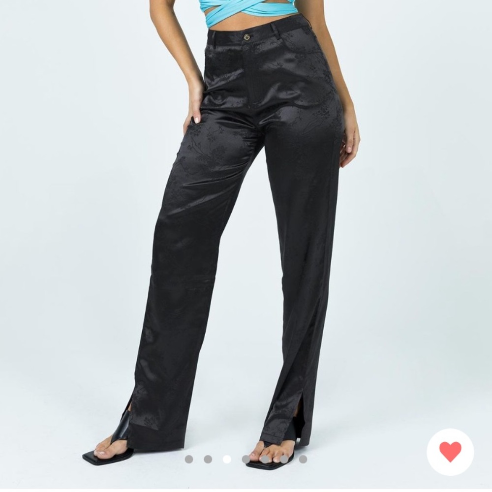 NWT Princess Polly Black Satin & Floral Pants